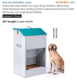 Automatic Dog Feeder for Large Dogs Outdoor 50Lbs Dog Food Dispenser Dog Feeding Station Galvanized Gravity Feeder Pet Feeder for Large Breed