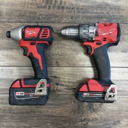 Milwaukee 2904-20 M18 Fuel 1/2” Drill & Milwaukee 2656-20 M18 1/4” Impact Drill