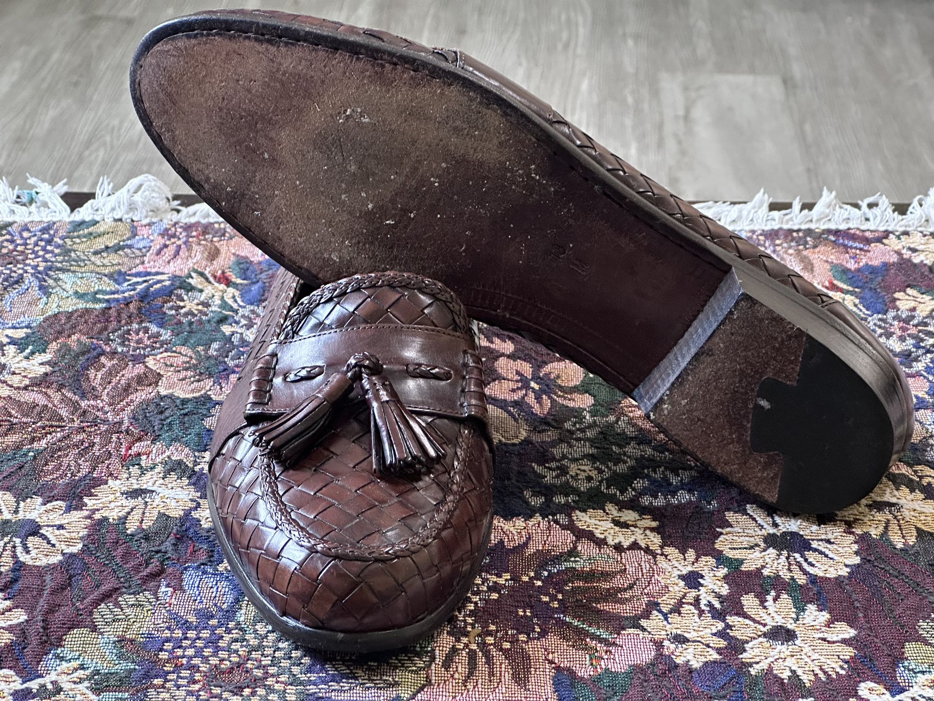 Cole Haan Bragano Tassels Woven Brown Leather Men display picture 1