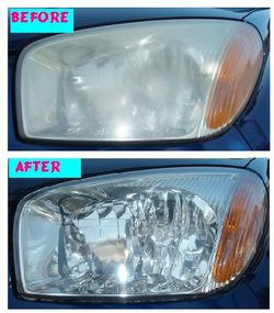 Before and after headlight restoration