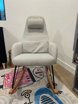 Light Grey Midcentury Rocking Chair