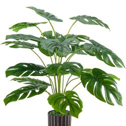 Fake Plants Tall 28'' Artificial Monstera Faux Plants Indoor for Living Room Home House Decor