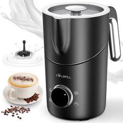 8-in-1 Milk Frother, 400ml Large Capacity & Detachable Milk Frother and Steamer, Coffee Frothers with Heating Function, Electric Automatic Hot & Cold 