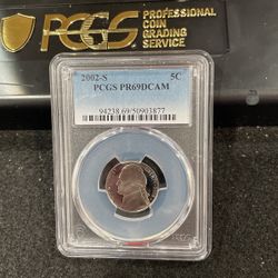 2002 S Gem Proof Jefferson Nickel Graded At PR69 With A Deep Cameo A-18