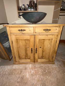 Vintage European sink console with glass bowl