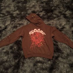 Brown And Red Sp5der Hoodie