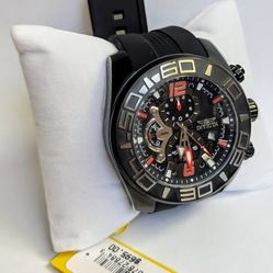 Invicta Black and Silver Chronograph with Red Details