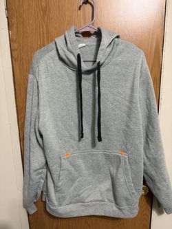 Gray Pullover Hoodie With Black Drawstrings Size Large
