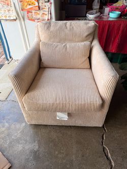 Cream Corduroy Upholstered Sofa Chair