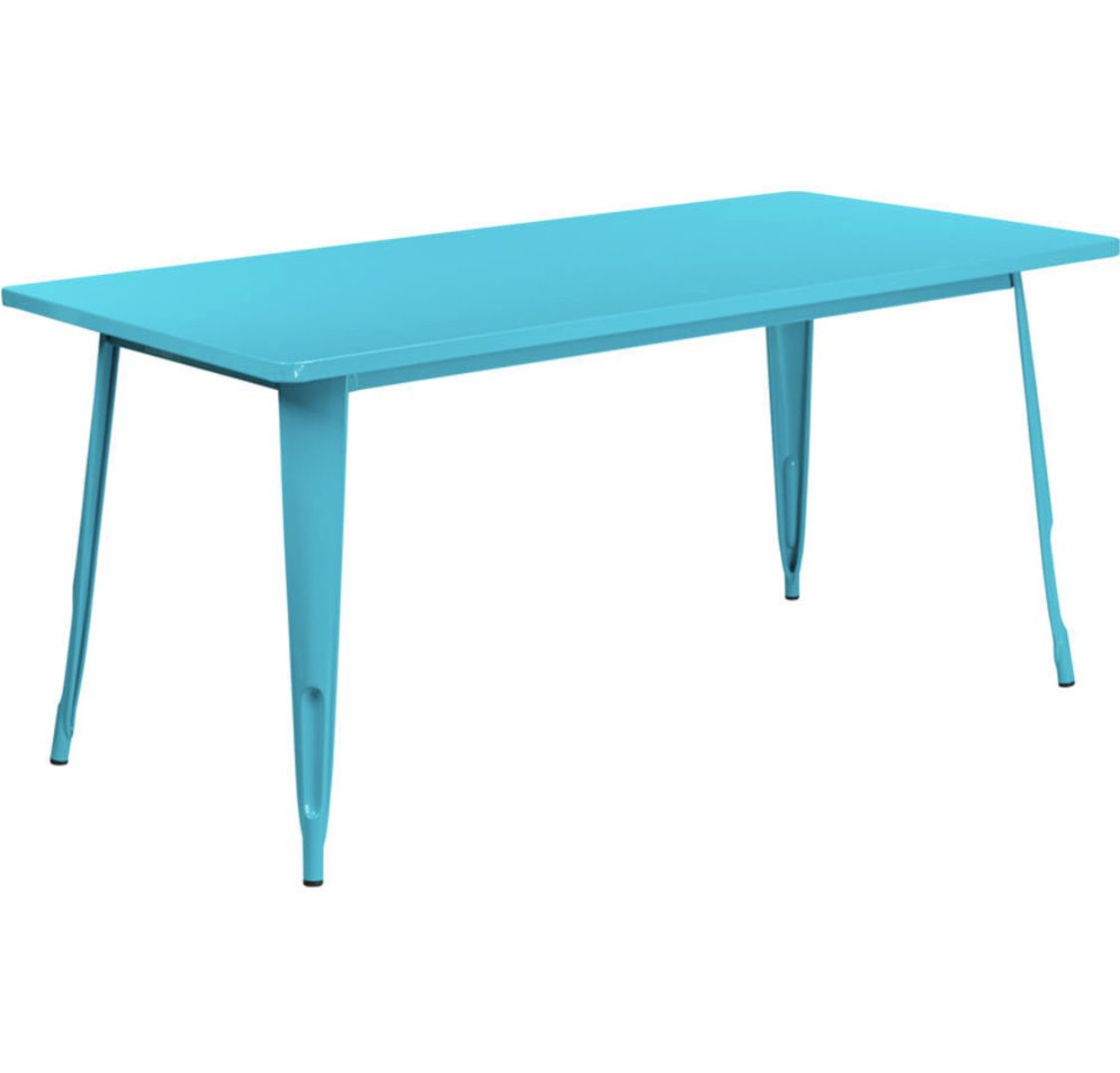Flash Furniture 31.5'' x 63'' Rectangular Crystal Teal-Blue Metal Indoor-Outdoor Table [ET-CT005-CB-GG]