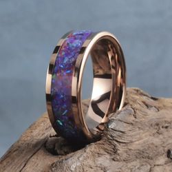 Men’s Tunsgten Ring Opal Inlay