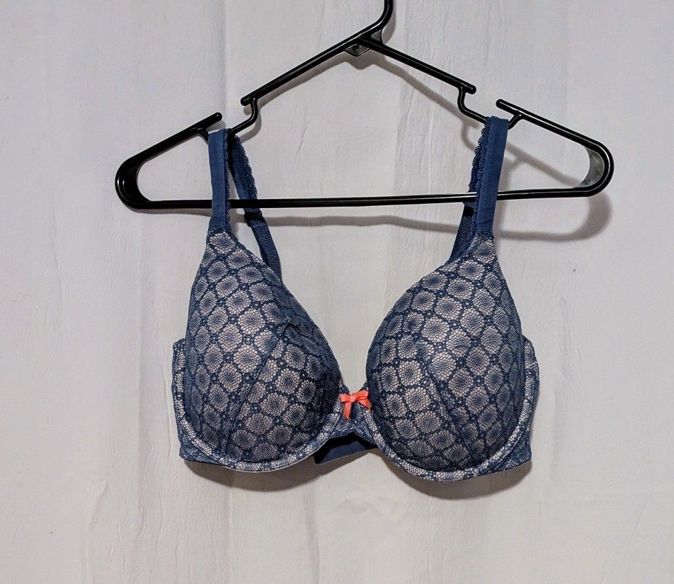 Bra Victoria Secret Gray Pink Ribbon Lace Woman's Bra 36 DD No Tag
