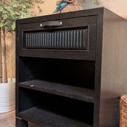 Wooden Pier 1 Black Nightstand with Drawer 28 X 18 X 24 inches