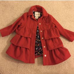 Kids red Cherokee coat with flowers and ruffles size 18 months- $15