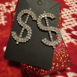 $10.00 - Earings, Money Sign Statement Set!  Pierce/Lightweight - Like New Condition!  Lowest Price!