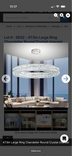 IDEQUY 47.5in Large Ring Chandelier Round Crystal Chandelie for Living Room
