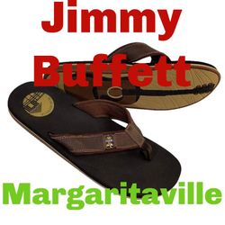 Jimmy Buffet Margaritaville Men's 12 Sandals Guitar Flip Thong Leather Brown Jordan 