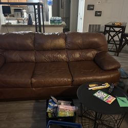 Brown leather sofa