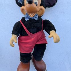 Vtg Applause Disney Mickey Mouse Rubber Face Stuffed Furry Plush Doll Toy Sz.13”