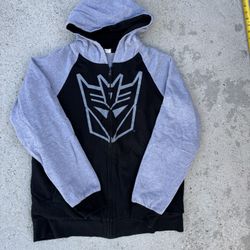 Black and grey Transformers hoodie size Medium 