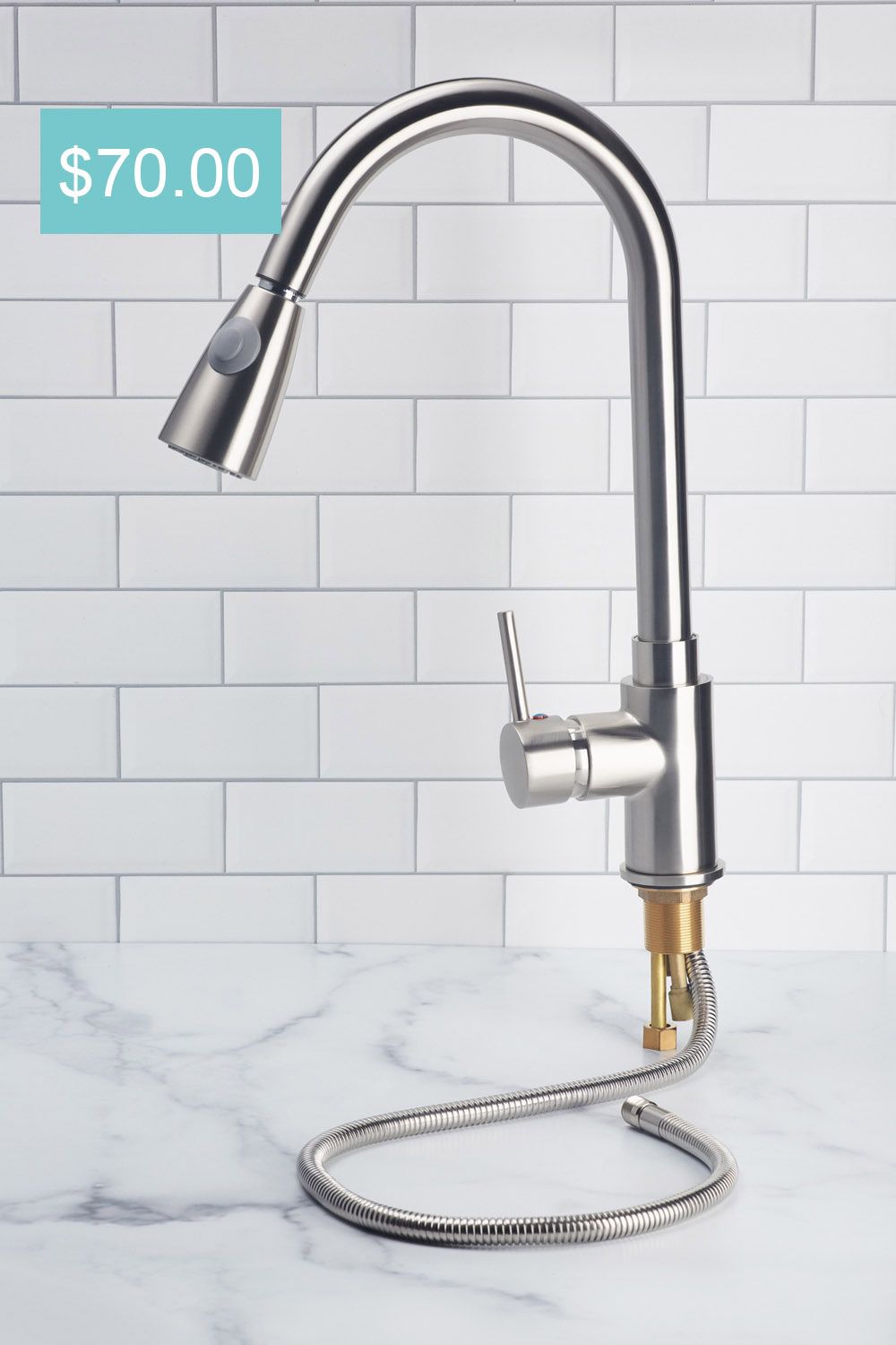 Brushed Nickel Kitchen Faucet Pull Down With Sprayer