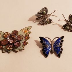 Vintage Butterfly Pins & Earrings 