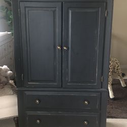 Distressed Black Armoire