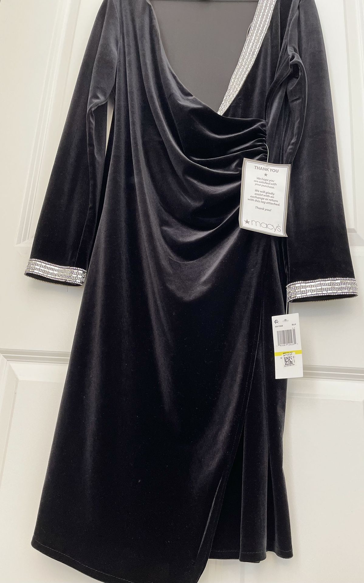 MSK  Women's Velvet Faux Wrap Black Dress-Size Medium-Party-Cocktail-Holiday Dress
