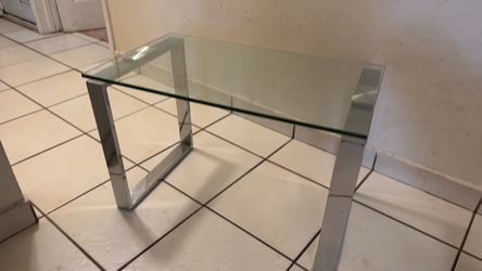 Modern Glass Side Table Chrome Base