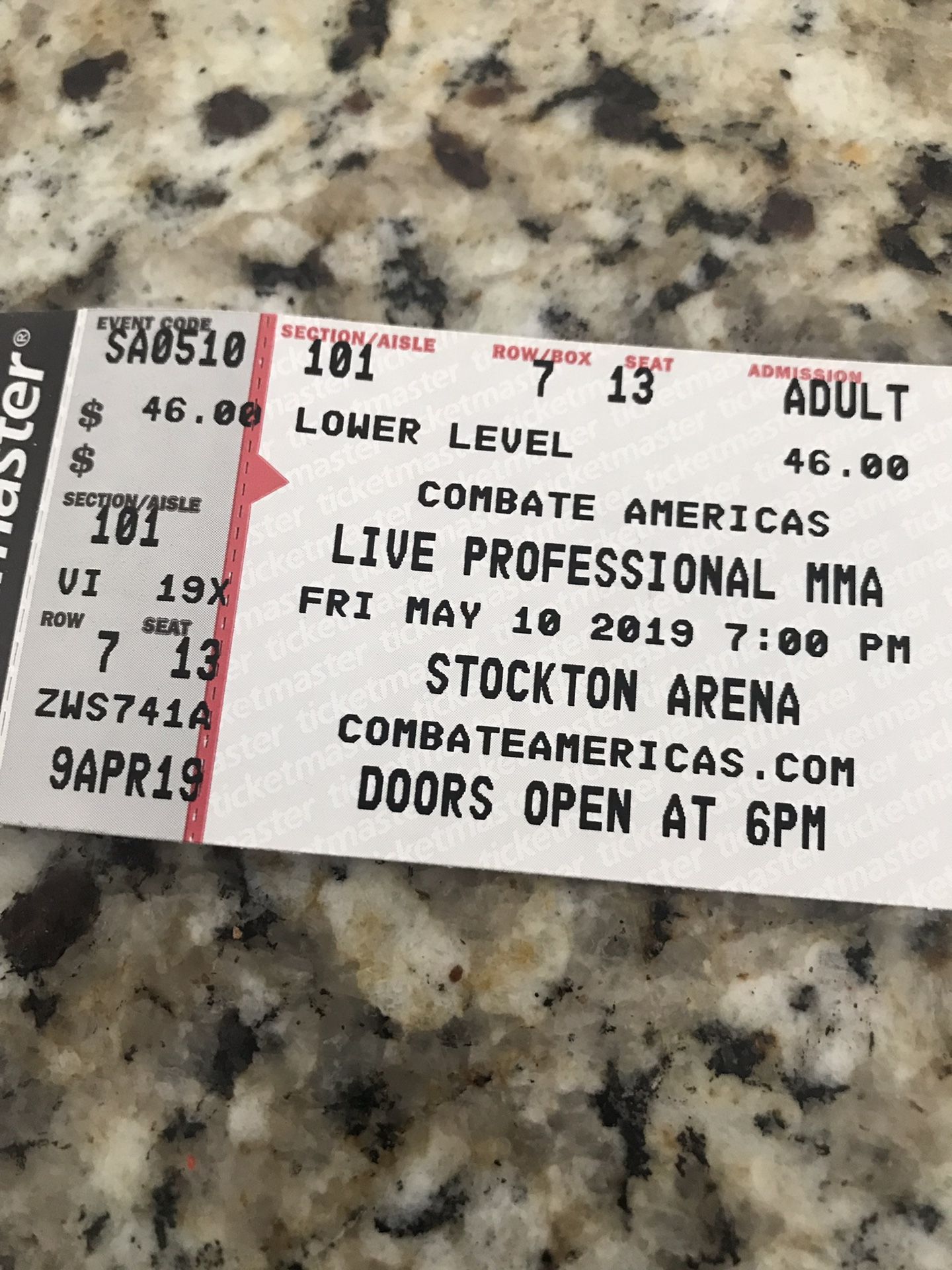 MMA fight night ufc in Stockton 2 tickets
