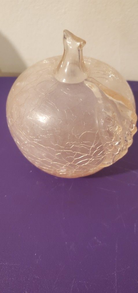 PAPERWEIGHT CRACKLE GLASS APPLE