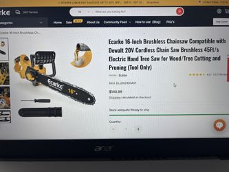 16-INCH BRUSHLESS CHAINSAW COMPATIBLE WITH DEWALT 20V. CHARGER AND BATTERY INCLUDED.