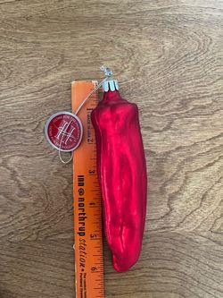 Vtg 6" Shiny Red Chili Pepper Mercury Glass Christmas Ornament Czech