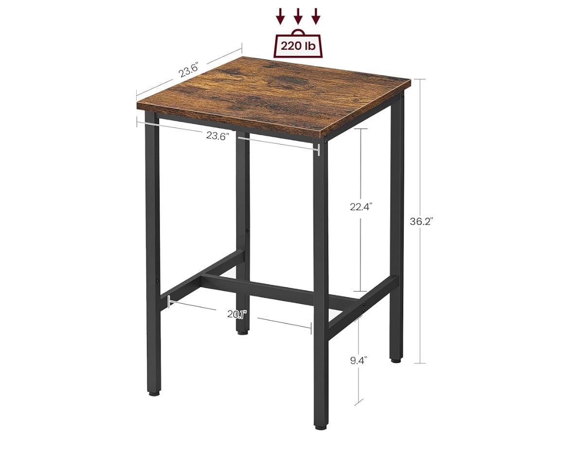 VASAGLE Bar Table Kitchen Dining Table High Top Pub Table - Rustic Brown