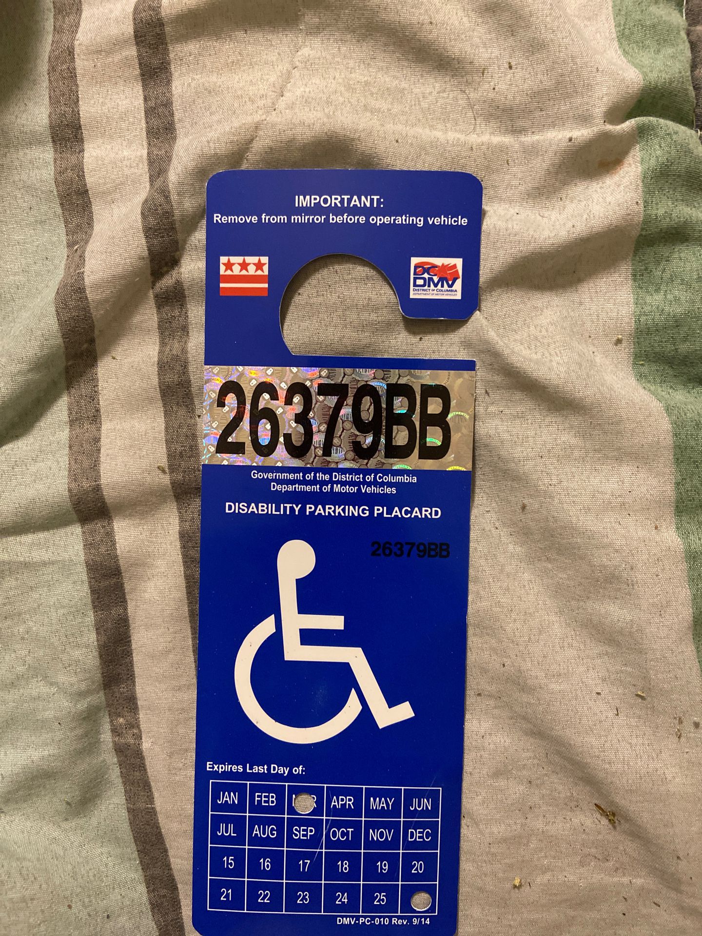 Disability Parking Placard ( 6years)