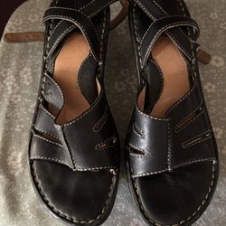 Born Leather Wedge Sandals