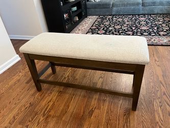 Bench Brookline Brown & White Upholstered with Storage Dining Bench