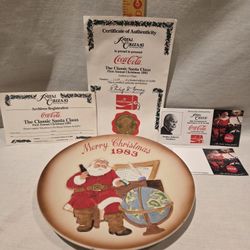 " Coca-Cola" * CHRISTMAS *  collector plate/ COA  " ROYAL ORLEANS " 7 3 /4"  #1366