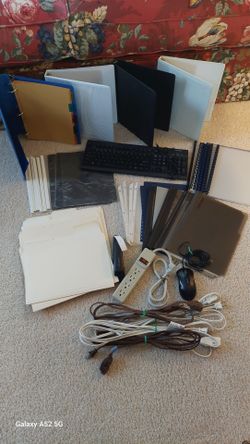 OFFICE SUPPLIES, STAPLER, KEYBOARD,  POWER SOURCE, EXTENSIONS, BINDERS, etc