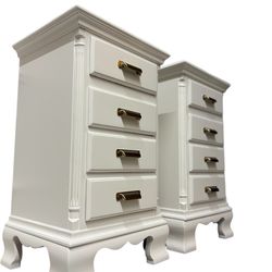 Nightstands/Solid Wood/White/End Tables/ Bedside Tables/Side Tables/ Coastal/Small Dressers/ Skinny Nightstands