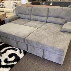 Grey Sleeper Sectional With Storage, Couch Livingroom Furniture Sofa