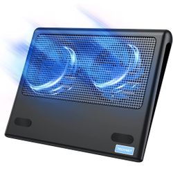 TECKNET Laptop Cooling Pad, Portable Ultra-Slim Quiet Laptop Notebook Cooler Cooling Pad Stand with 2 USB Powered Fans, Fits 12-16 Inches (Blue)

