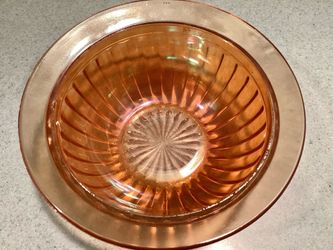 Vtg. Carnival Glass Amber Iridescent Marigold Orange Ribbed Bowl