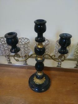 Stone Candlabra Candle Holder