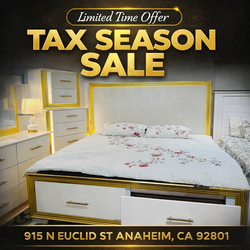 white and gold modern luxury queen size bed frame with 2 storage drawers