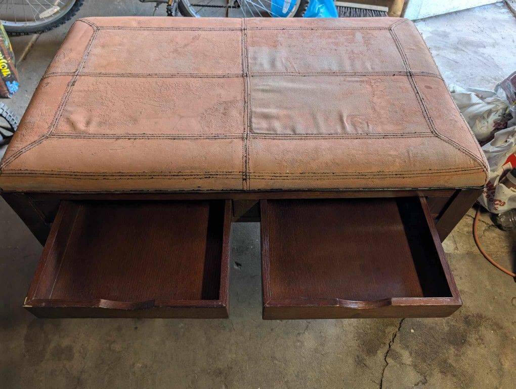 Vintage Bench With Drawers