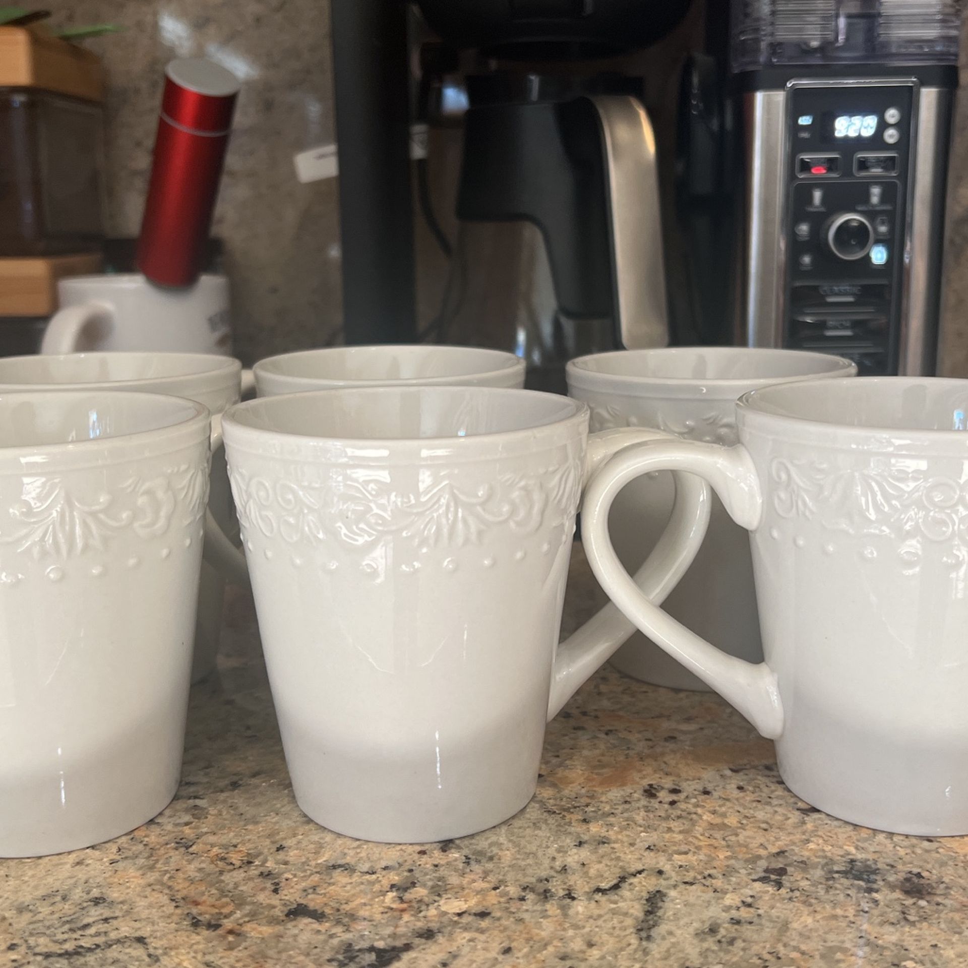 6 White Coffee Mugs