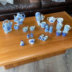 Porcelain Collectables - Blue painted on white