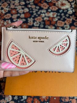 Kate Spade New York Tini Embellished Small Slim Bifold Wallet(Grapefruit)