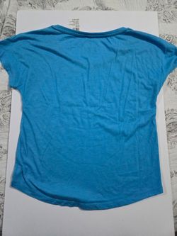 Costa Women’s Blue Graphic Print Scoop Neck Short Sleeve Jersey Tee Size S